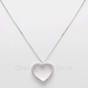 Collana con cuore diamanti in oro bianco 023955