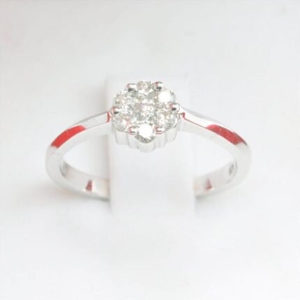 Anello corona effetto solitario Diamanti ANODH027 oro bianco 18 kt