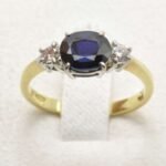 Anello Classico Oro giallo Zaffiro Blu Diamanti ANOZD1152