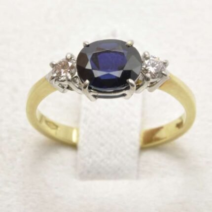 Anello Classico Oro giallo Zaffiro Blu Diamanti ANOZD1152
