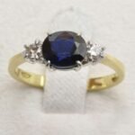 Anello Classico Oro giallo Zaffiro Blu Diamanti ANOZD1152