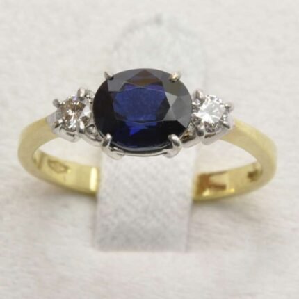 Anello Classico Oro giallo Zaffiro Blu Diamanti ANOZD1152