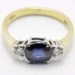 Anello Classico Oro giallo Zaffiro Blu Diamanti ANOZD1152