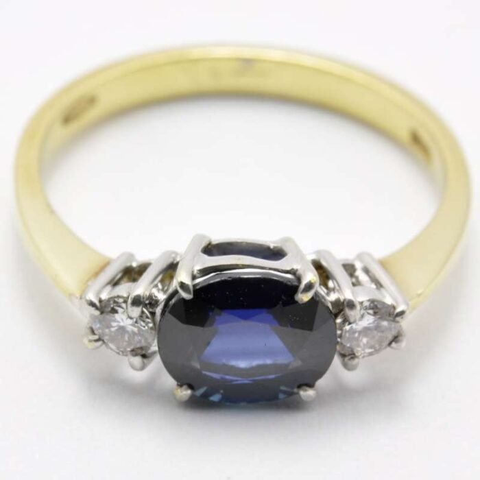 Anello Classico Oro giallo Zaffiro Blu Diamanti ANOZD1152