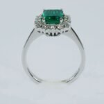 Anello Smeraldo Ct 1,32 Brillanti oro Bianco Ct 0,50 18kt Cestino ANCONTRETS14P - immagine 2