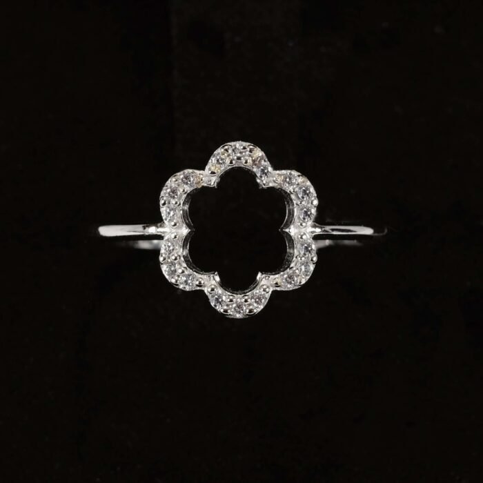 Anello fiore  Oro Bianco Zirconi Style margherita - immagine 2