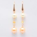 Orecchini Pendenti perle multicolor pietre naturali argento dorato KIODAMA ORSR8 - immagine 2