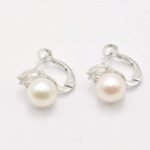 Orecchini clip oro bianco perla coltivata diamante SOPECLI04