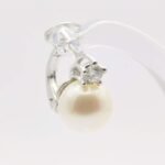 Orecchini clip oro bianco perla coltivata diamante SOPECLI04 - immagine 2