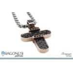 Collana Acciaio Uomo Croce Rosè PVE Nero Saragozza Aragonesi CR1502 - immagine 2