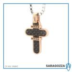 Collana Acciaio Uomo Croce Rosè PVE Nero Saragozza Aragonesi CR1502