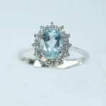 Anello Fiore Oro Topazio Azzurro Zirconi Kate