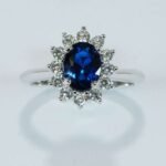 Anello Kate Blu Argento Zirconi Regolabile Fiore grande Princess - immagine 3