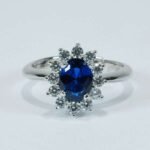 Anello Kate Blu Argento Zirconi Regolabile Fiore grande Princess - immagine 5