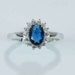Anello Kate Blu Argento Zirconi Regolabile Fiore piccolo  Princess