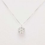 Collana Corona Punto luce fiorellino Effetto Solitario Oro Bianco CODH034