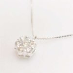Collana Corona Punto luce fiorellino Effetto Solitario Oro Bianco CODH034 - immagine 3
