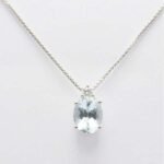 Collana Girocollo Acquamarina Diamante Oro Bianco