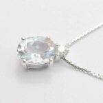 Collana Girocollo Acquamarina Diamante Oro Bianco - immagine 2