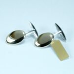Gemelli Ovali in argento 925‰ con dettaglio in Oro 18 Kt Made in Italy