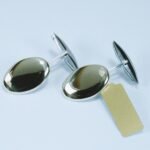 Gemelli Ovali in argento 925‰ con dettaglio in Oro 18 Kt Made in Italy - immagine 3