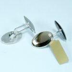 Gemelli Ovali in argento 925‰ con dettaglio in Oro 18 Kt Made in Italy - immagine 2
